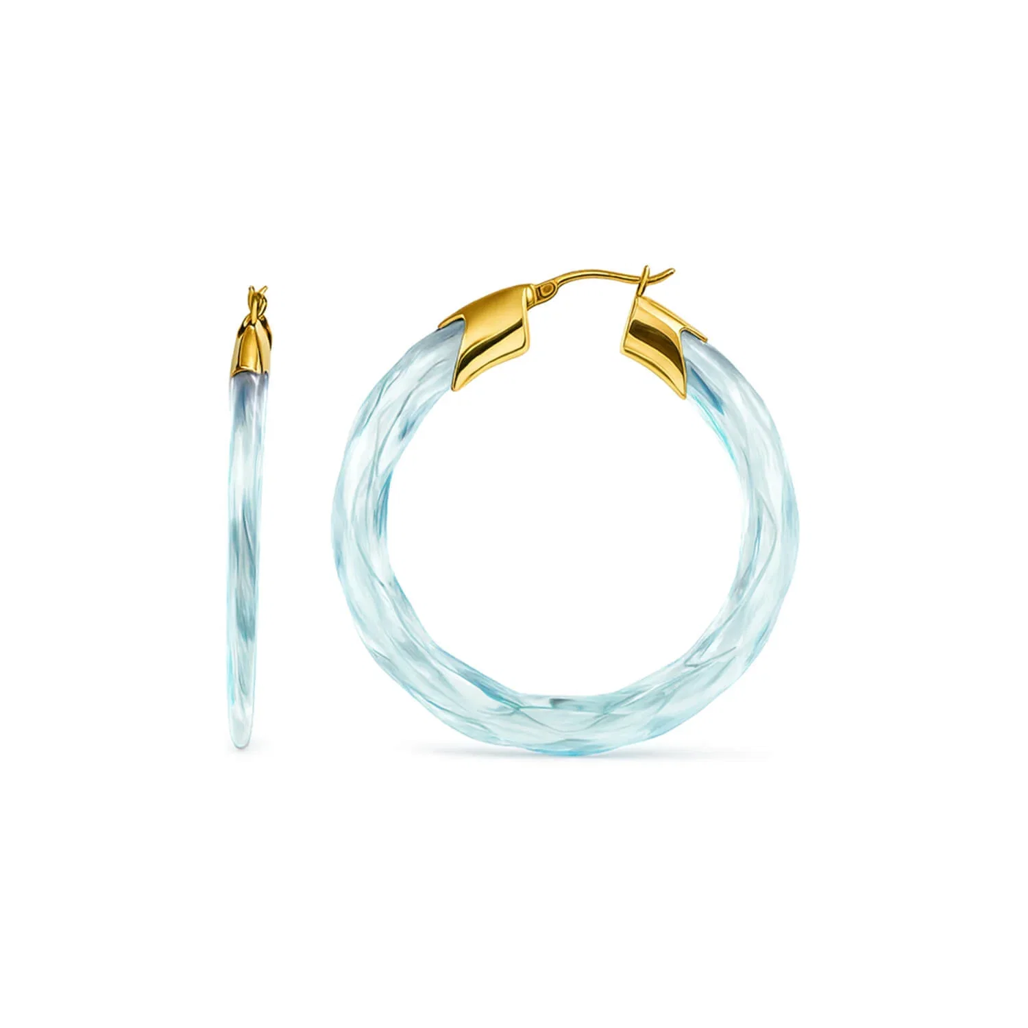 Image of Swirl Twist Lucite Birthstone Hoop Earrings