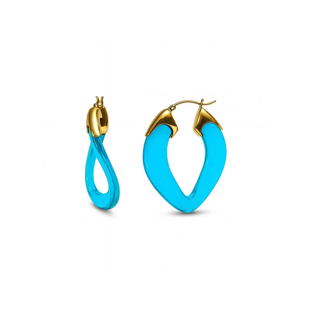 Image of Curb Link Lucite Birthstone Hoop Earrings