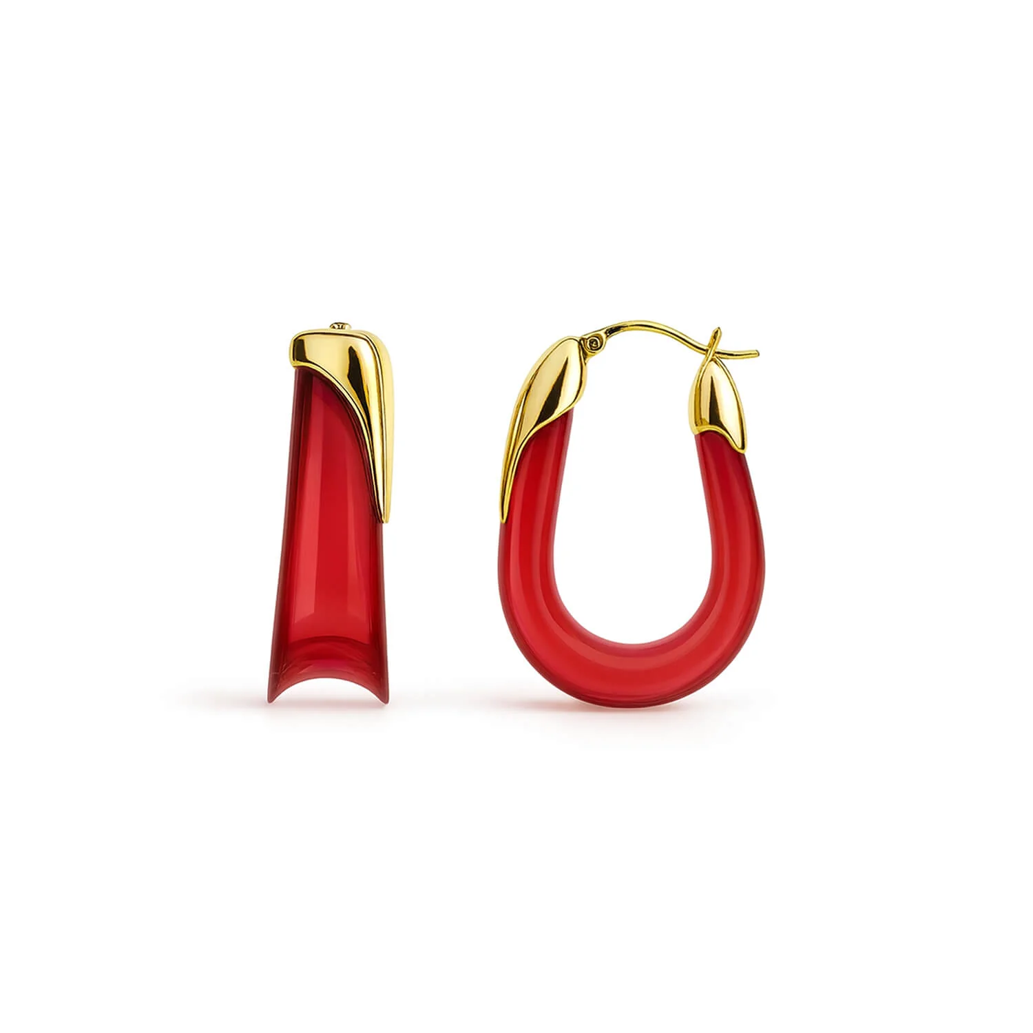 Image of Sculpted U Lucite Birthstone Hoop Earrings