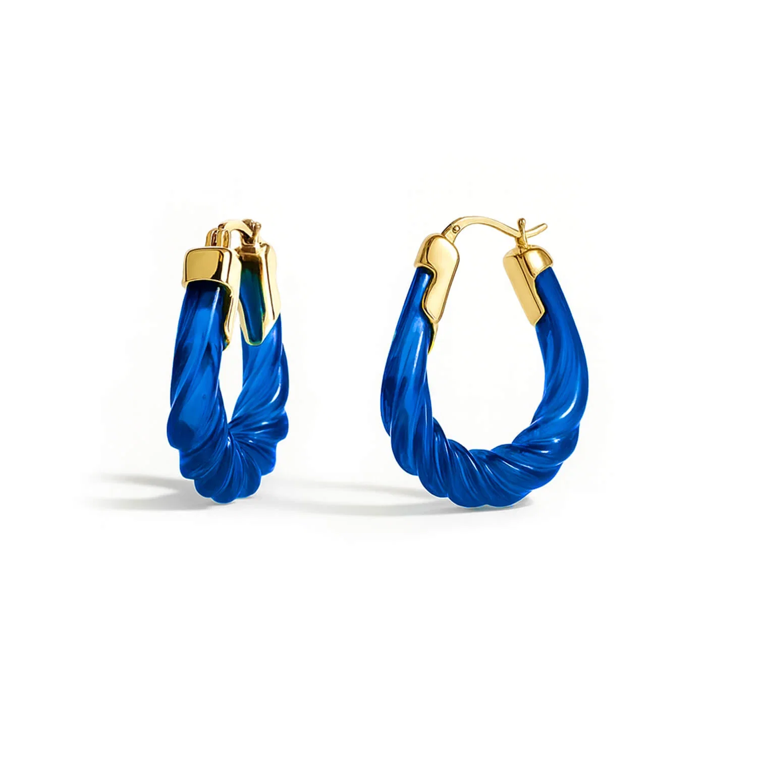 Image of Rope Twist Oval Lucite Birthstone Hoop Earrings