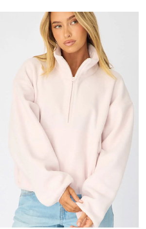 Pink Oversized Fit Long Sleeve Fleece Sweater