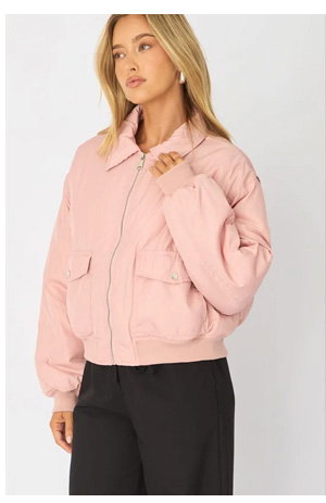 Pink Bomber Jacket Collared