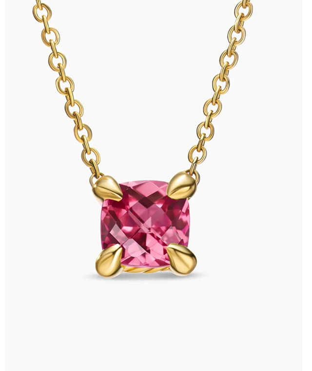 Micro Chatelaine® Pendant Necklace18K Yellow Gold with Pink Tourmaline, 5mm