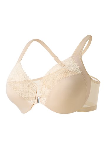 Underwired Front Closure Bra with Lace Detail