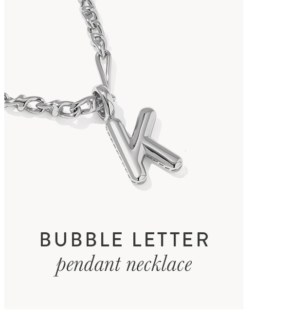 Bubble letter pendant necklace