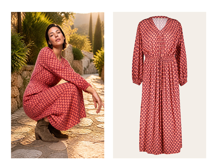 Dress Eternity Red Lotus print