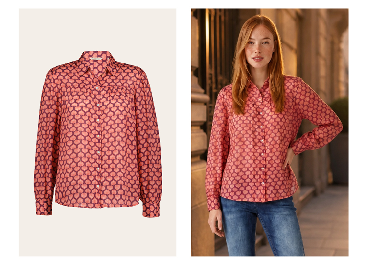 Blouse Sable Red Lotus print