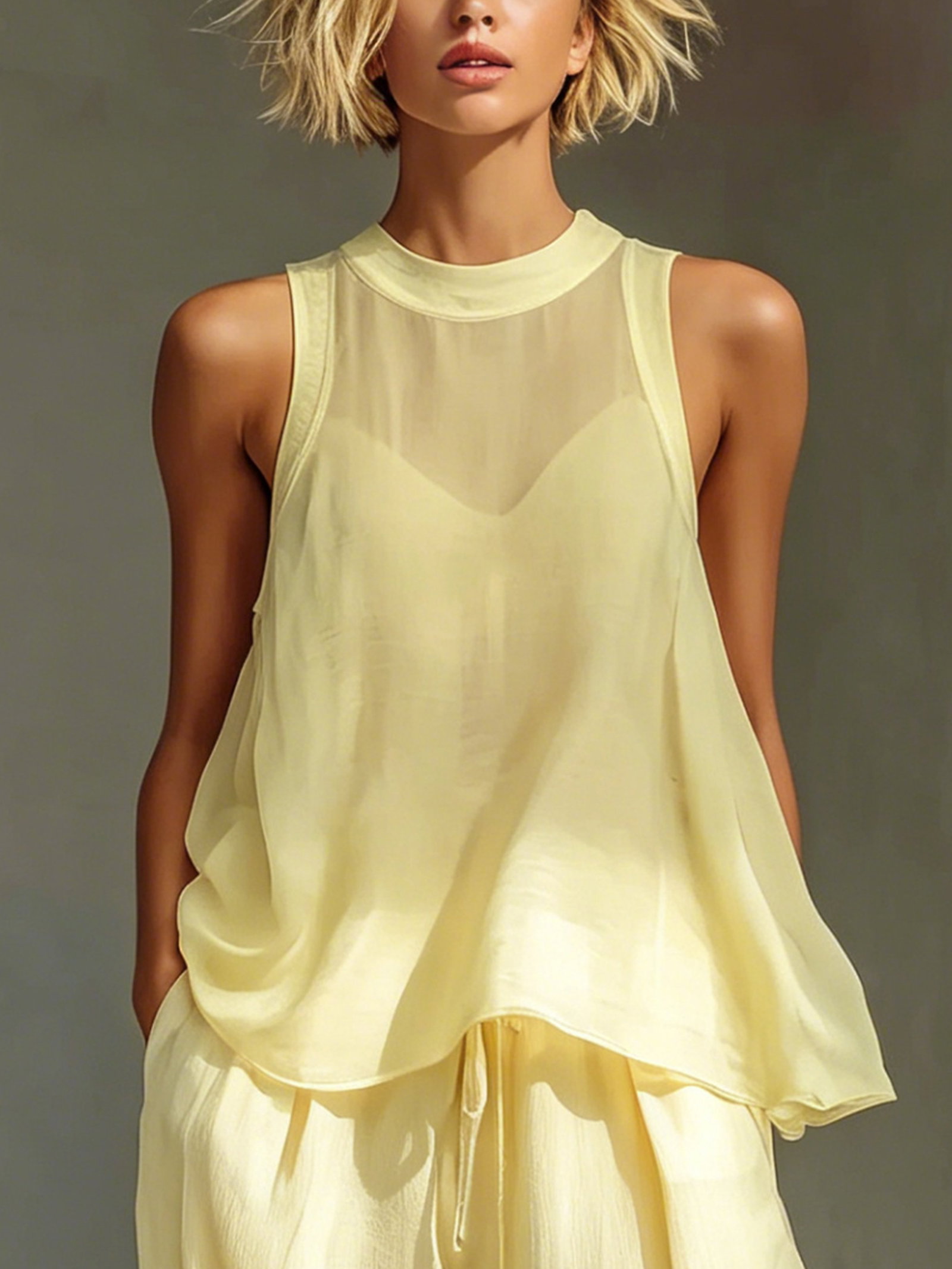 Elegant Plain Blouse No Inner Vest