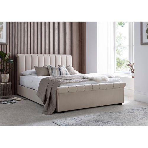 Ascot Stone Upholstered Ottoman Storage Sleigh Bed