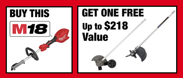 Milwaukee Mega Month presents several offers such as buy one power tool, get a free power tool up to a value of $218. Check out our event page for more.