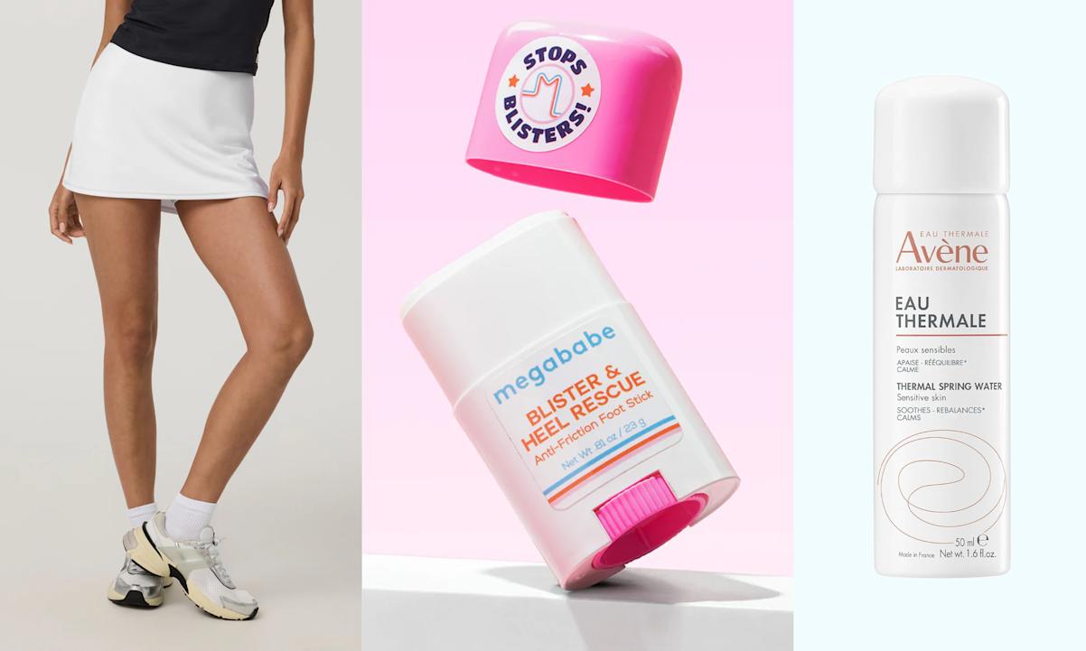 tennis skirt, antifriction stick, facial spray