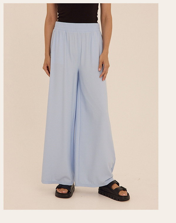Phaedra Stretch Seersucker Wide Leg Pant