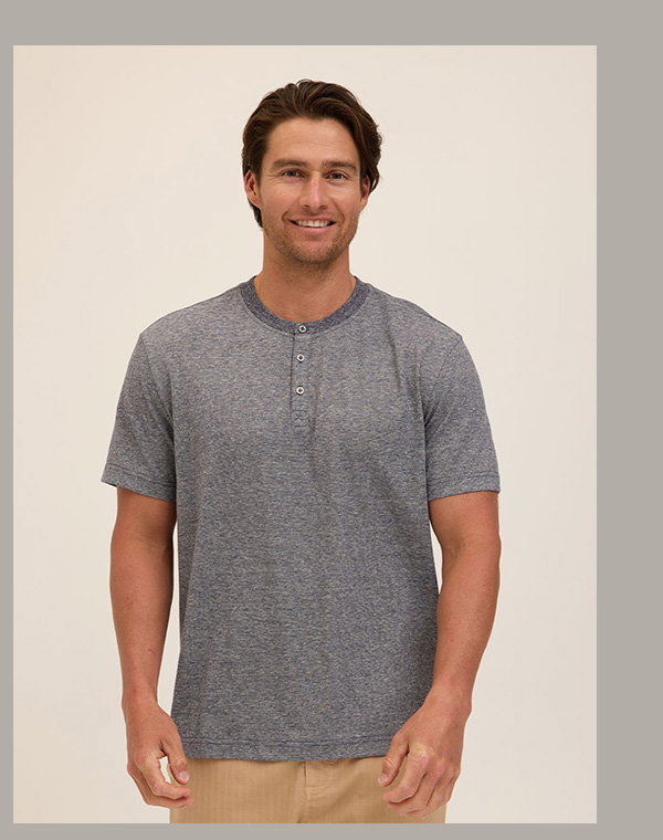 Carlos Light Fleck Jersey 3-Button Henley