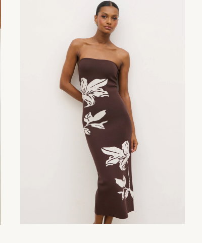 Milena Floral Bandeau Knit Midaxi Dress