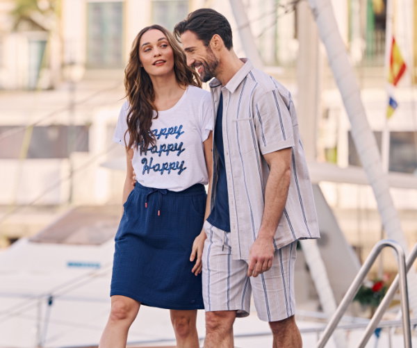 Gestreifte Shorts aus Leinen-Mix