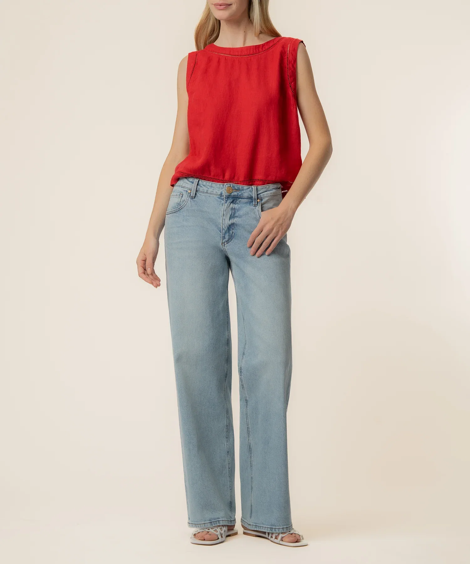 Image of Joanne Sleeveless Crop Top in Tomato