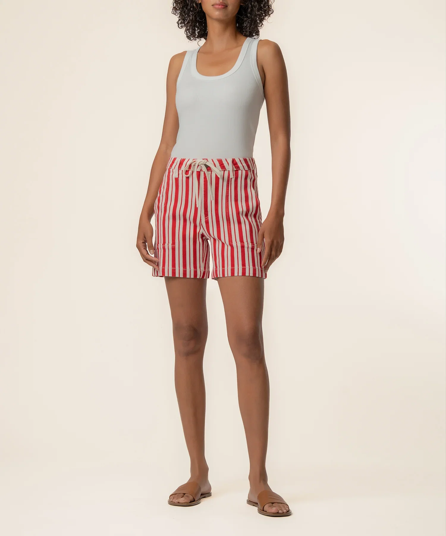 Image of Ashton Twill Stripe Short, Exclusive in Red/Wht