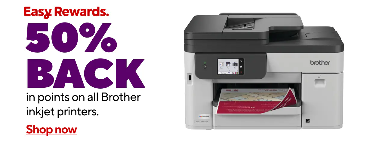 50% back in points on all Brother Inkjet printers