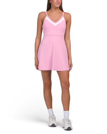 V-Neck Mini Dress With Removable Cups And Built-In Shorts For Women, Spandex/Polyester