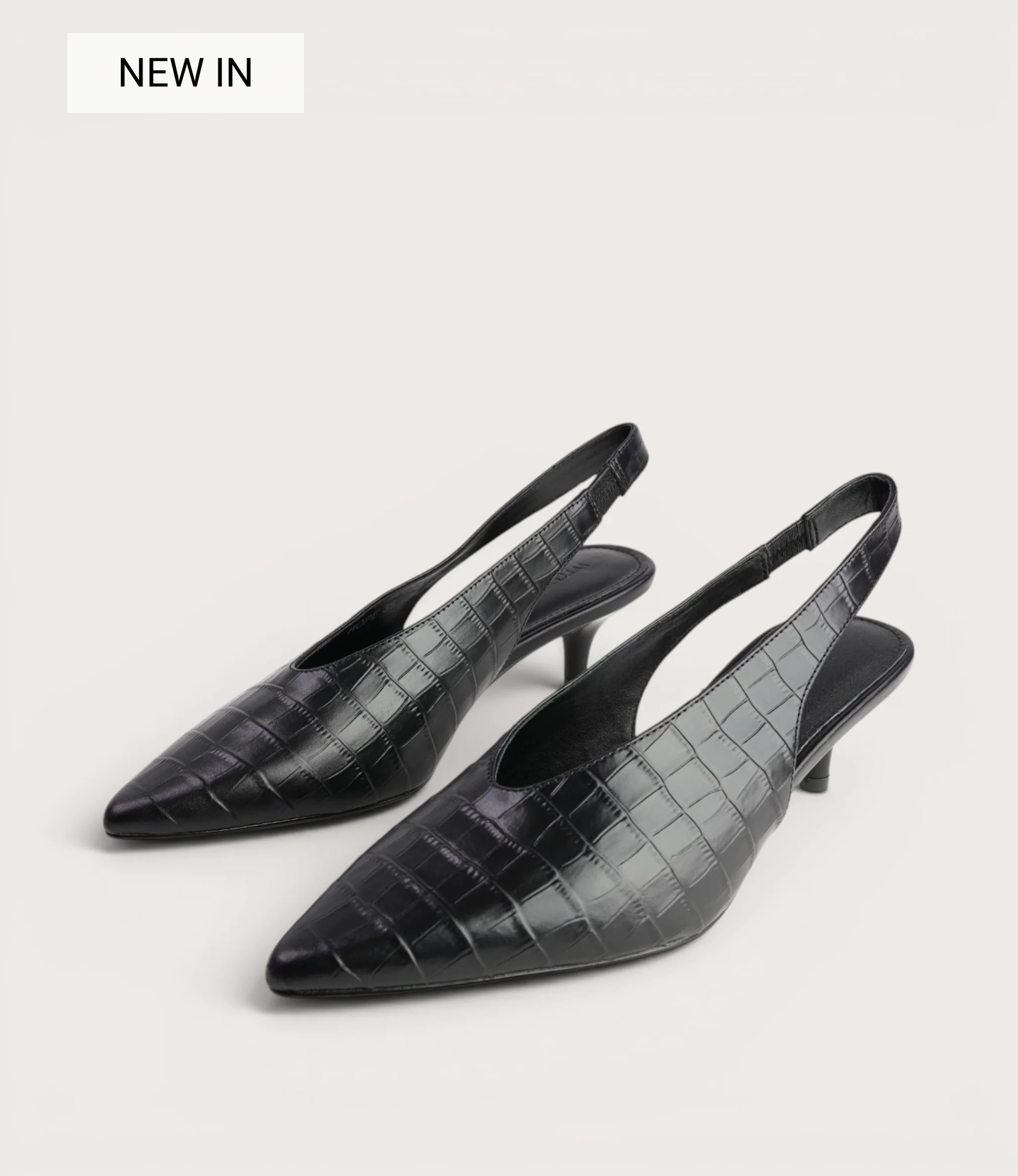 Black Croc Leather Heels