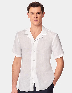 White Linen Shirt - Short Sleeve