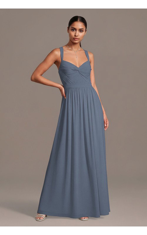 Chiffon Pleated Bodice A-Line Dress