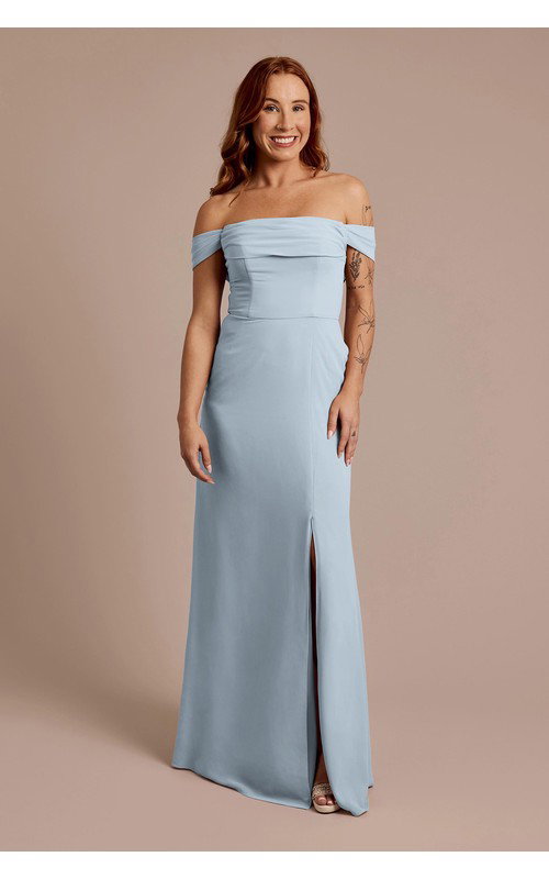 Chiffon Off-the-Shoulder Draped Dress