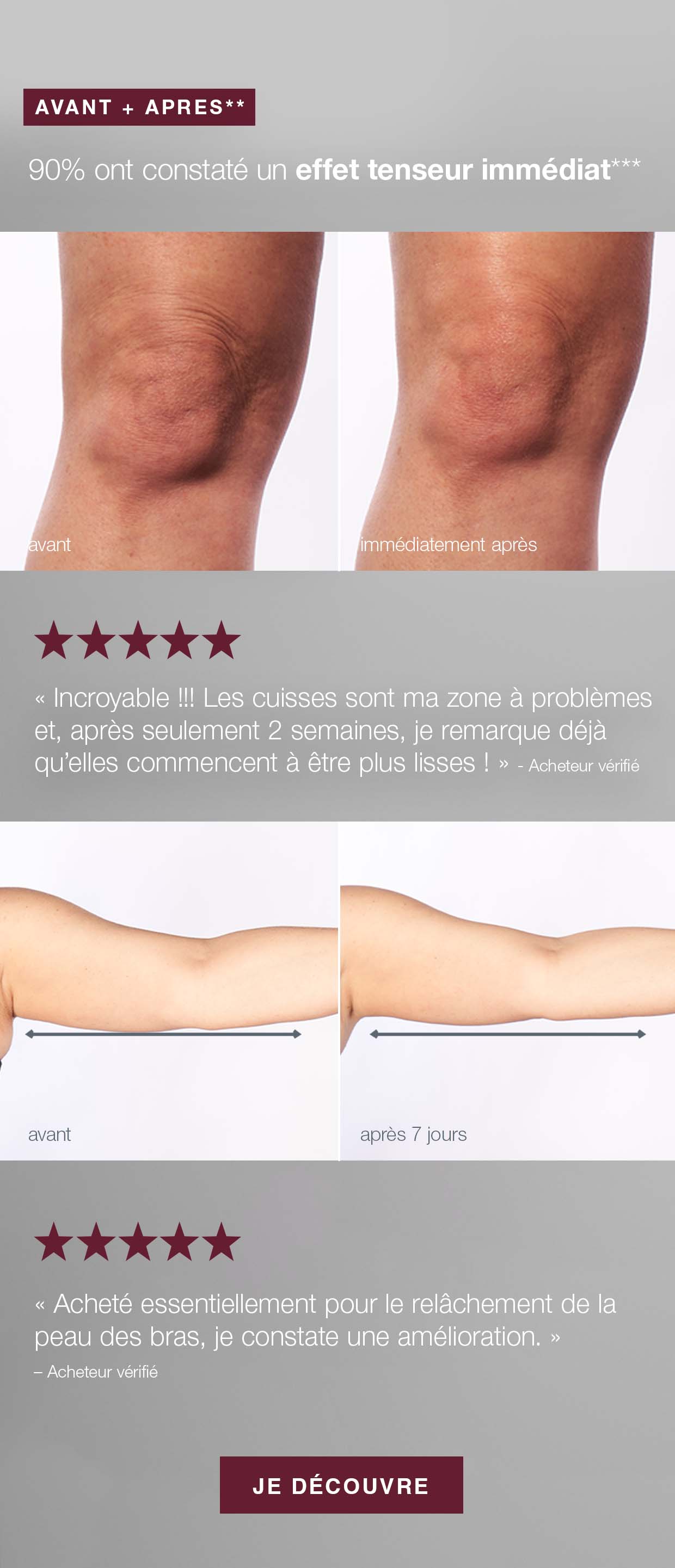 Avant et Après** -  90% ont constaté un effet tenseur immédiat***