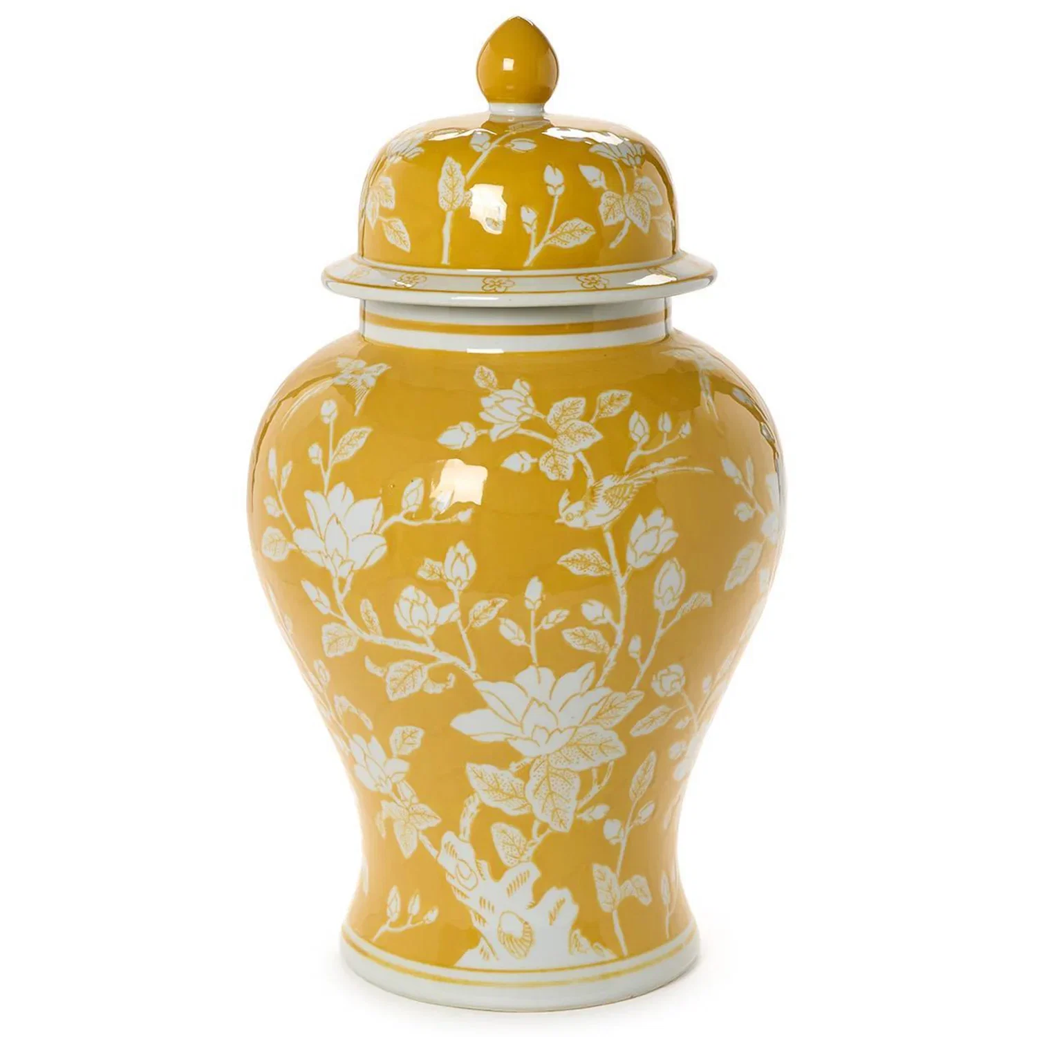 Image of Yellow and White 18in Temple Jar