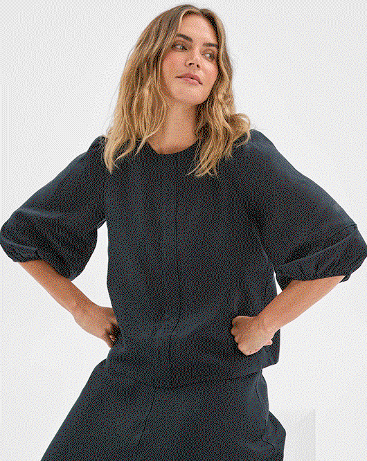 European linen popover blouse