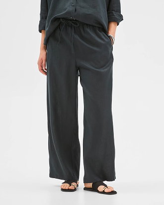European linen wide-leg pants