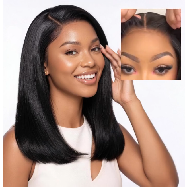 Special offer |10 inch=$70.99 Megalook 13x5 Glueless Straight Bob Wig With Pre-Cut Lace Natural Black Virgin Hair Wig