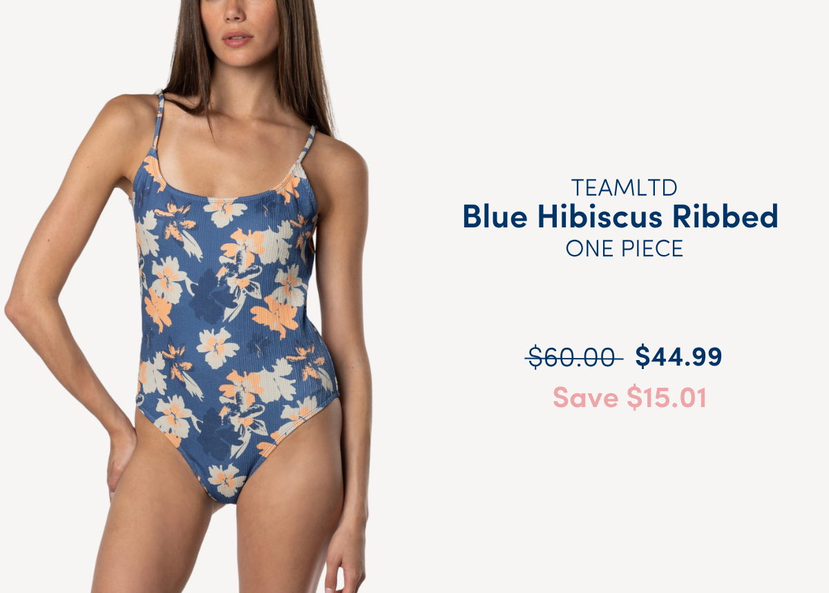 Blue Hibiscus Ribbed One Piece Swimsuit