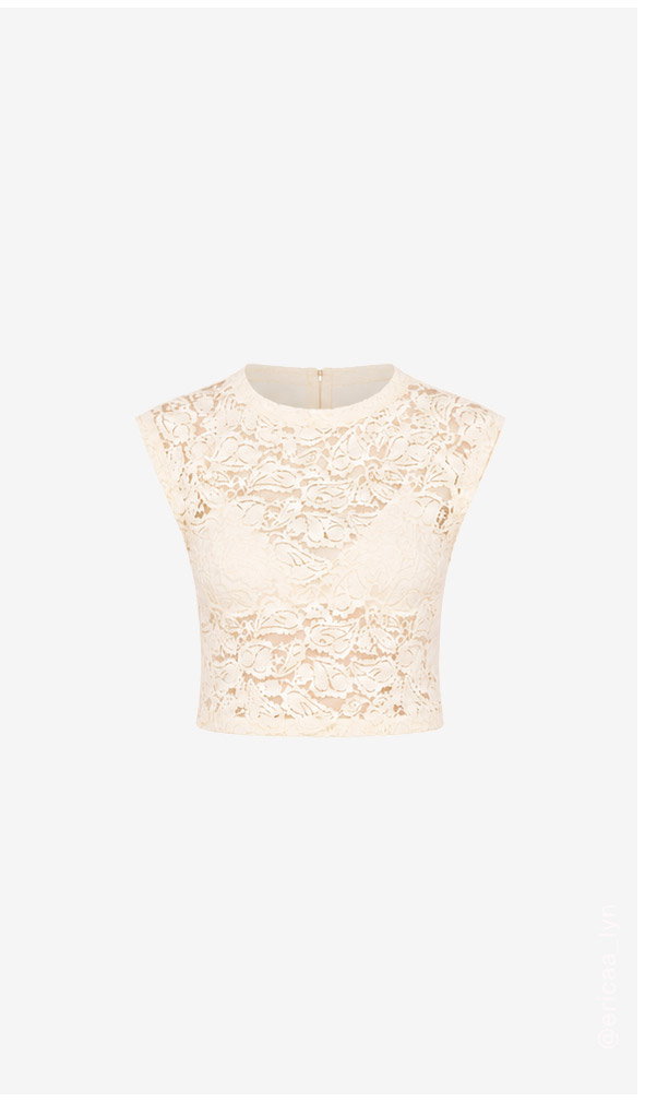Cream Cotton Lace Micro Tee