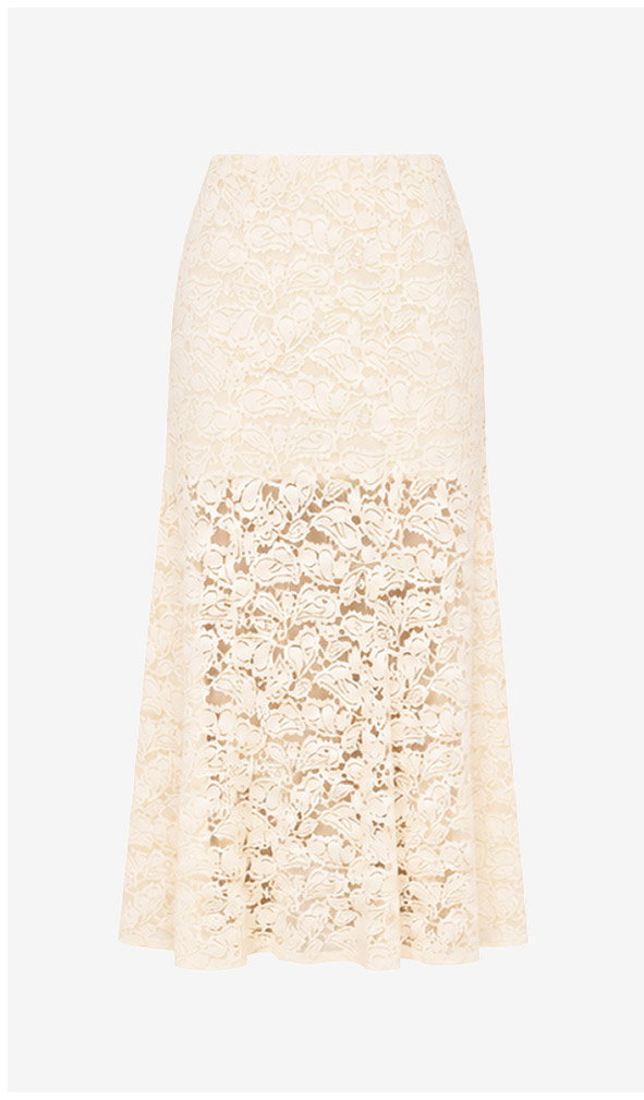 Cream Cotton Lace Maxi Skirt