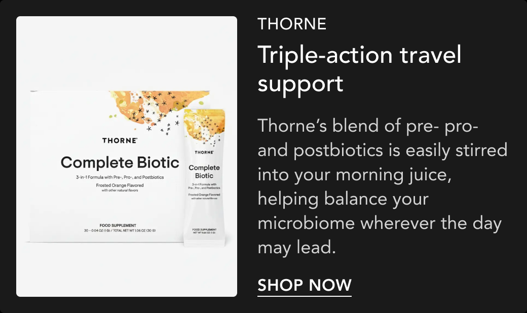 Thorne Complete Biotic Travel Packs — Triple-action travel support. Shop now
