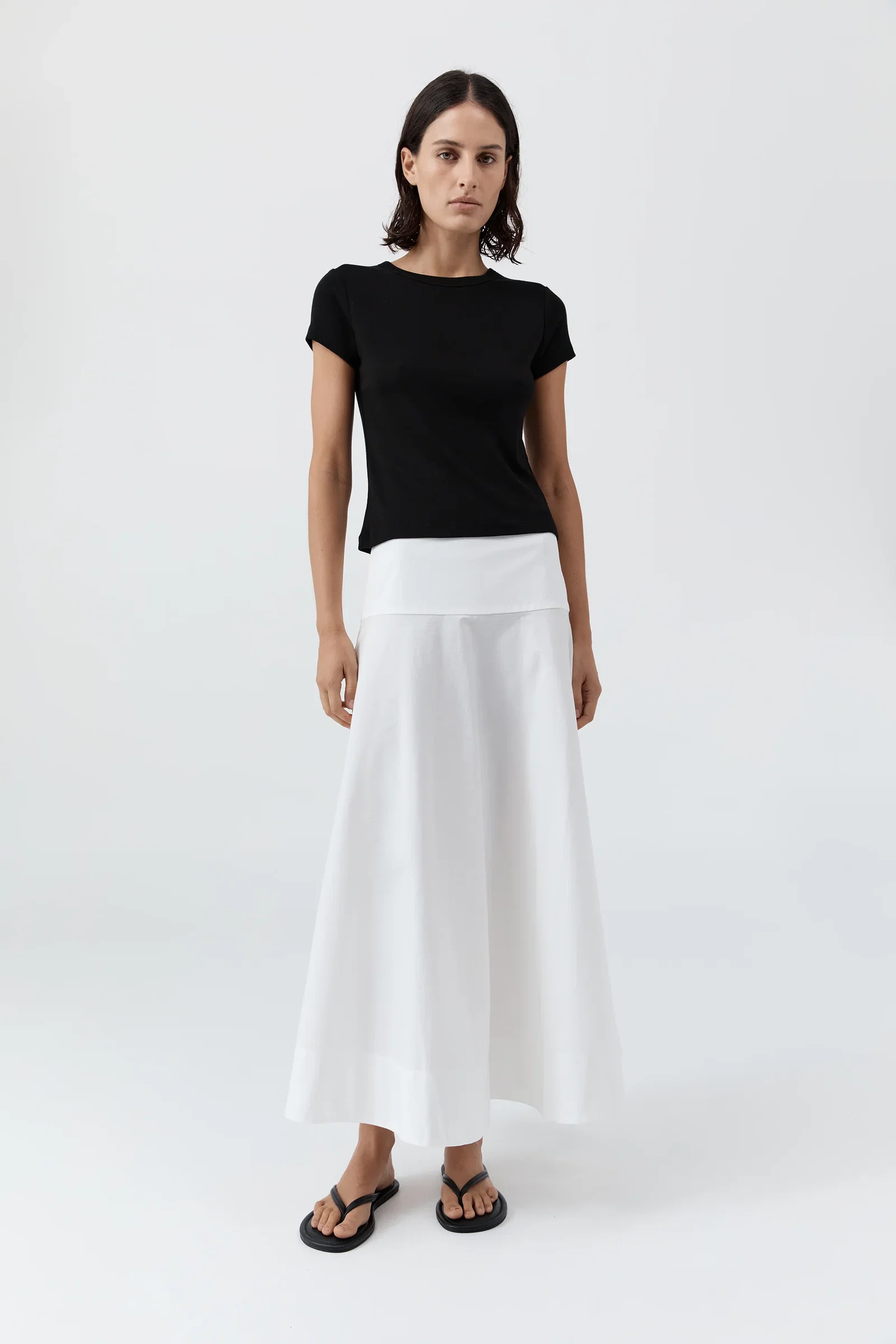 Image of Cotton Circle Hem Skirt - White