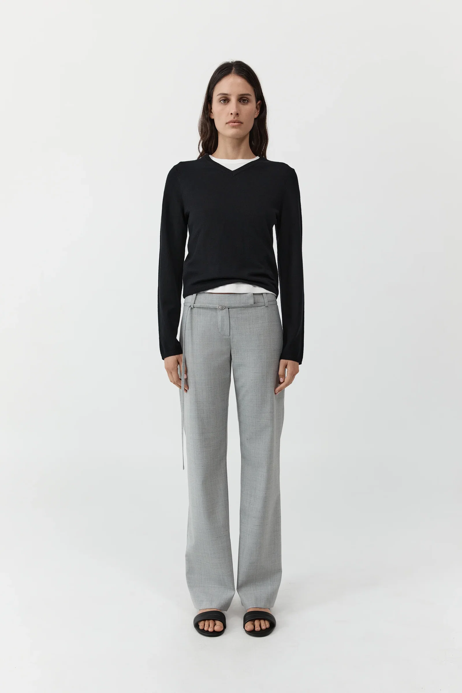 Image of Fine Merino V Neck Sweater - Black