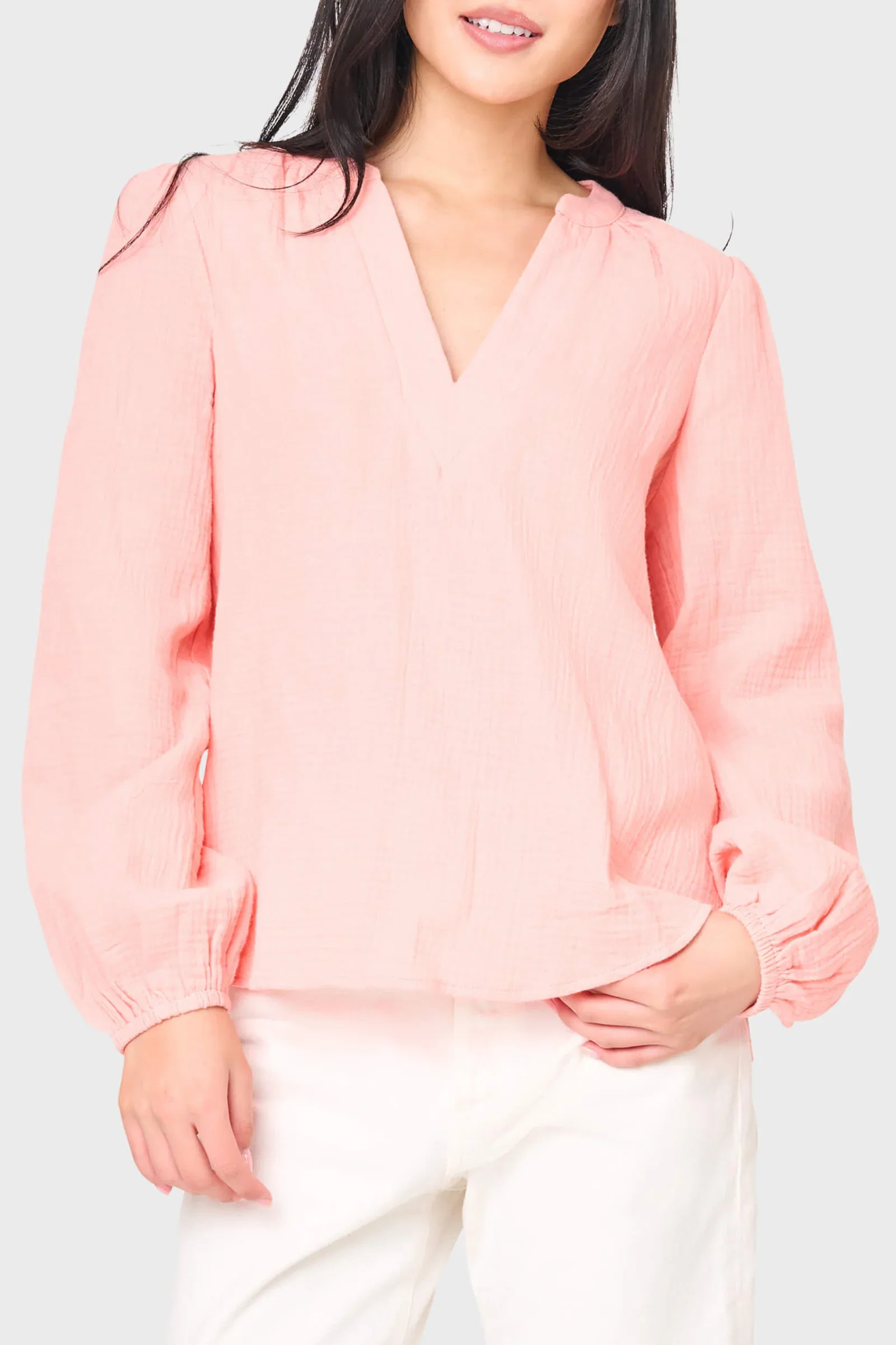 Image of Meadow Bracelet Sleeve V-Neck Gauze Top
