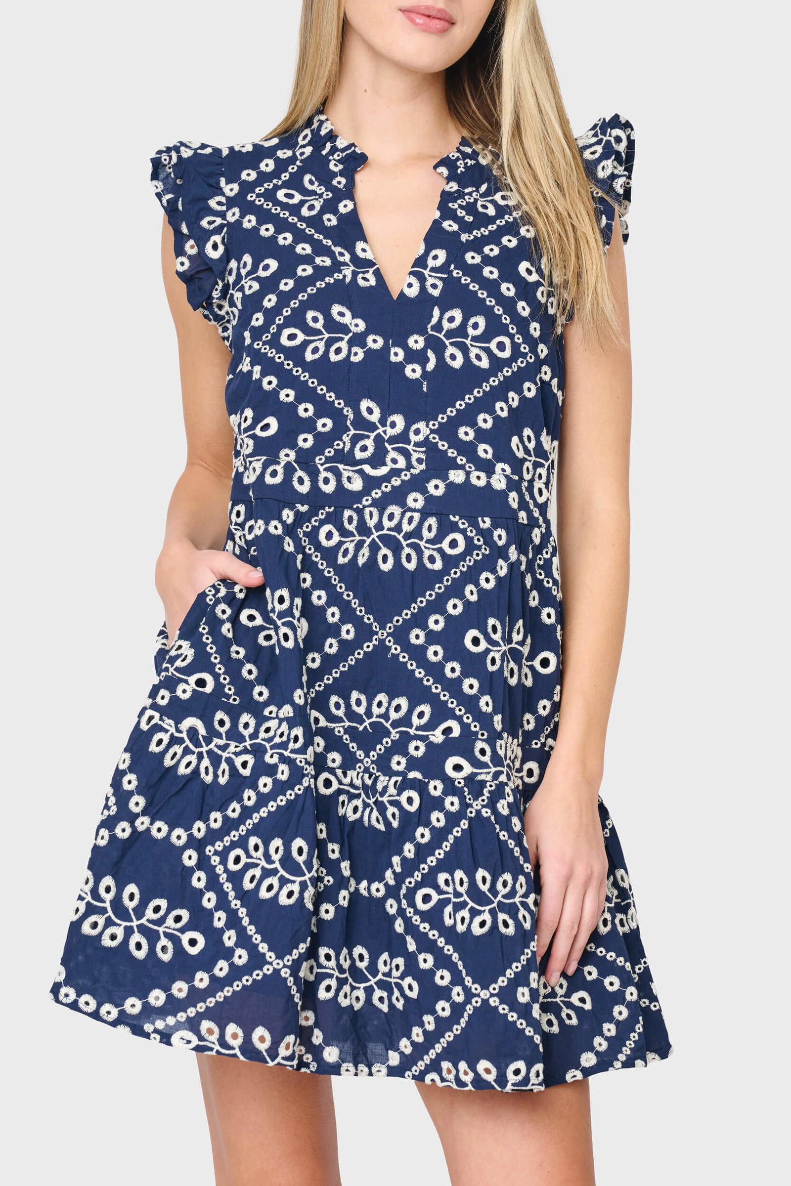 Image of Flutter Sleeve Decked Out Day Dress