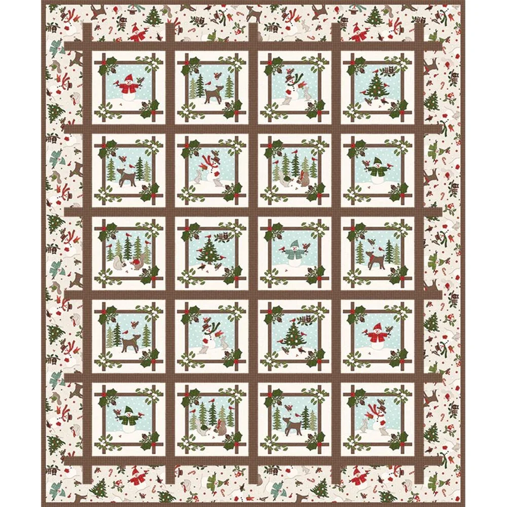 Image of Winter Windows - Bonnie Sullivan - Snowtop Mountain Flannel - Maywood Studio - Quilt Kit