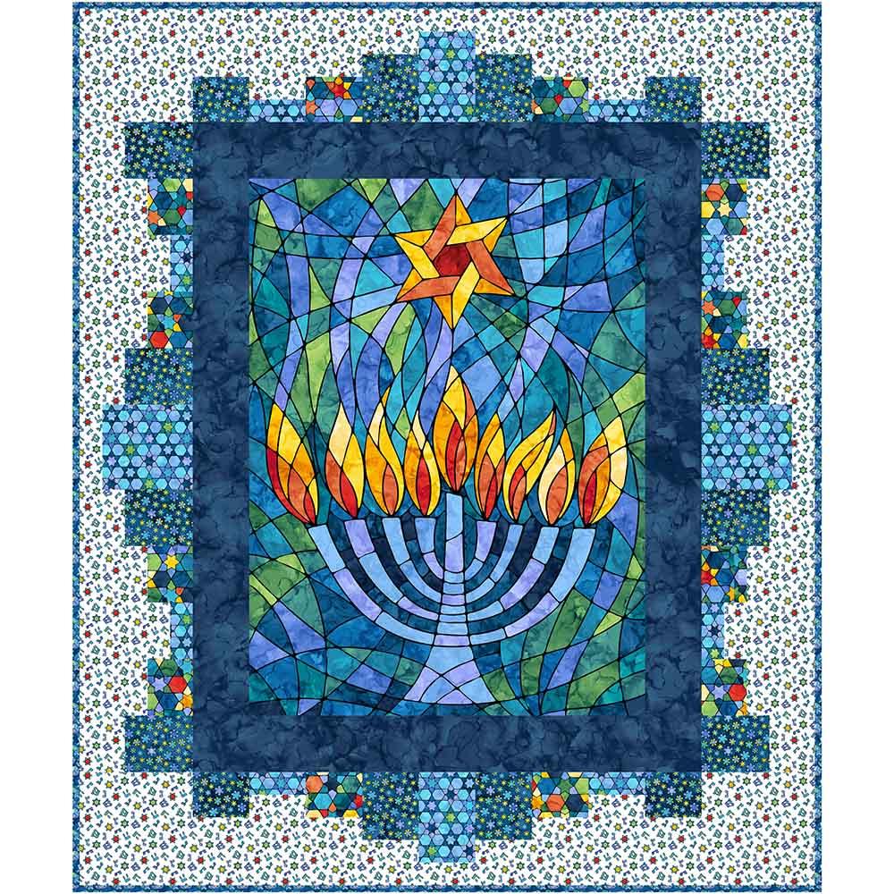 Image of Hanukkah Lights - Northcott Studio - Deborah Edwards & Lena Belokrinitski - Northcott Fabrics - Quilt Kit