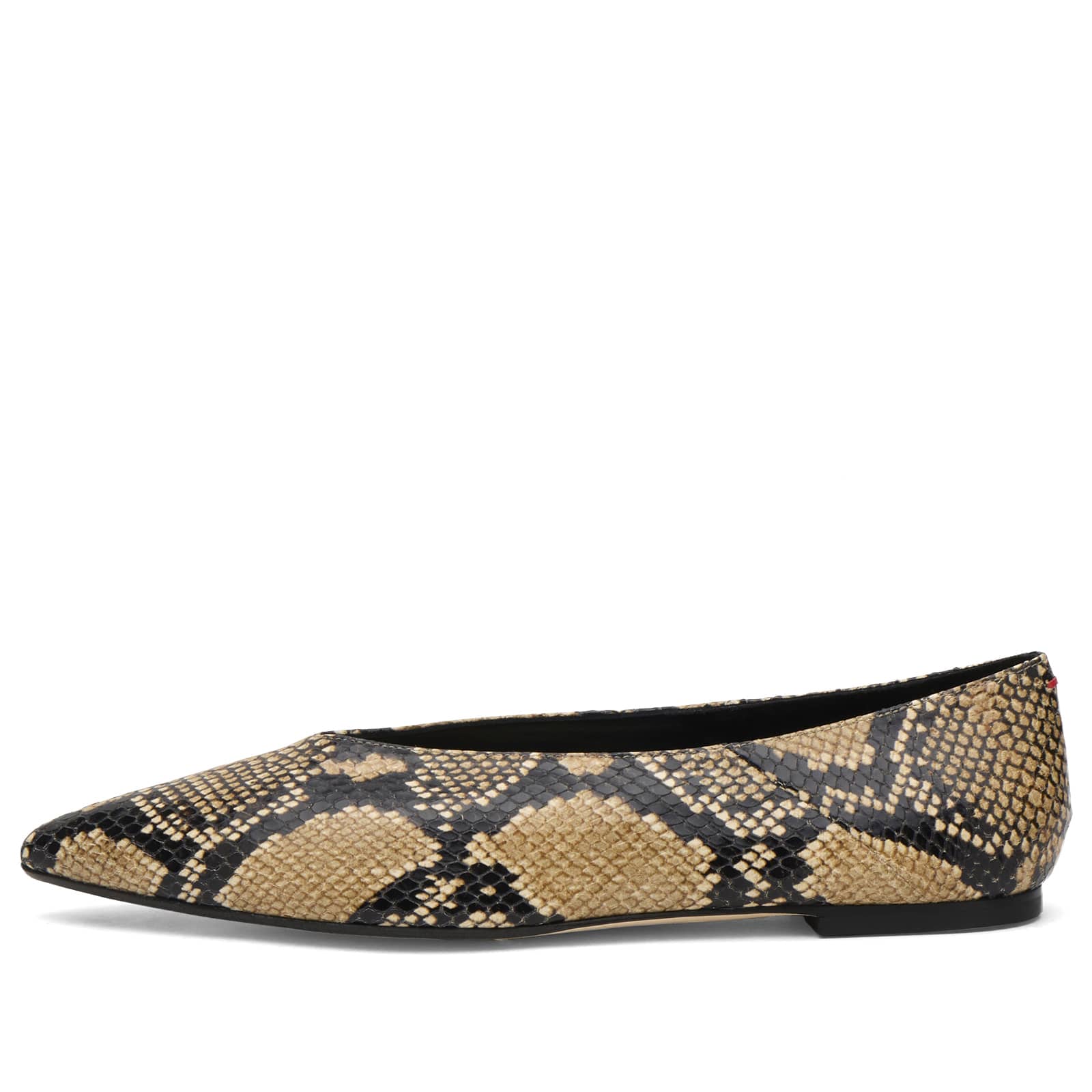Aeyde Moa Snake Print Pointed Toe Flats