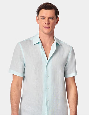 Mint Linen Shirt - Short Sleeve