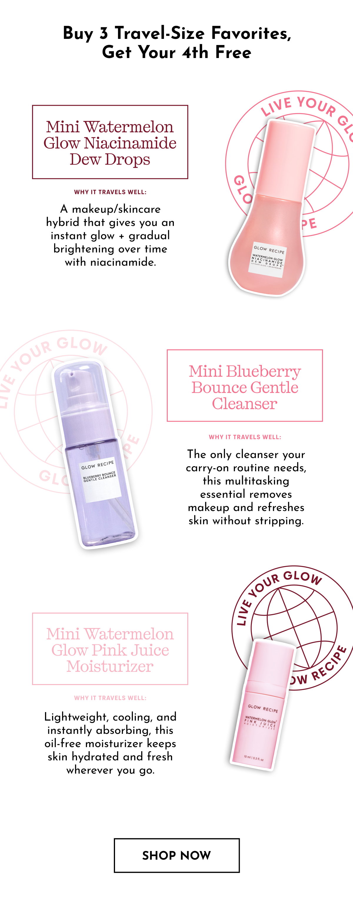 Buy 3 Travel Sizes, Get the 4th Free