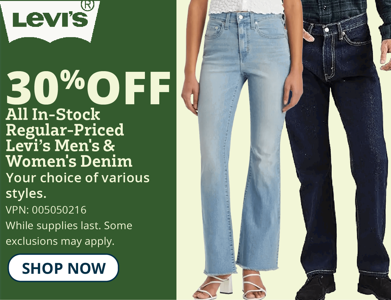 30% OFF LEVI'S DENIM