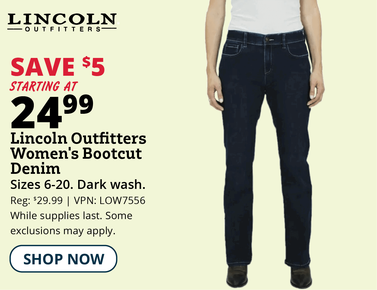 WOMENS BOOTCUT DENIM