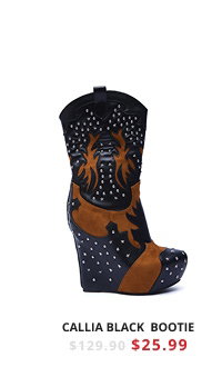 AZALEA WANG CALLIA BLACK MULTI WESTERN WEDGE BOOTIE