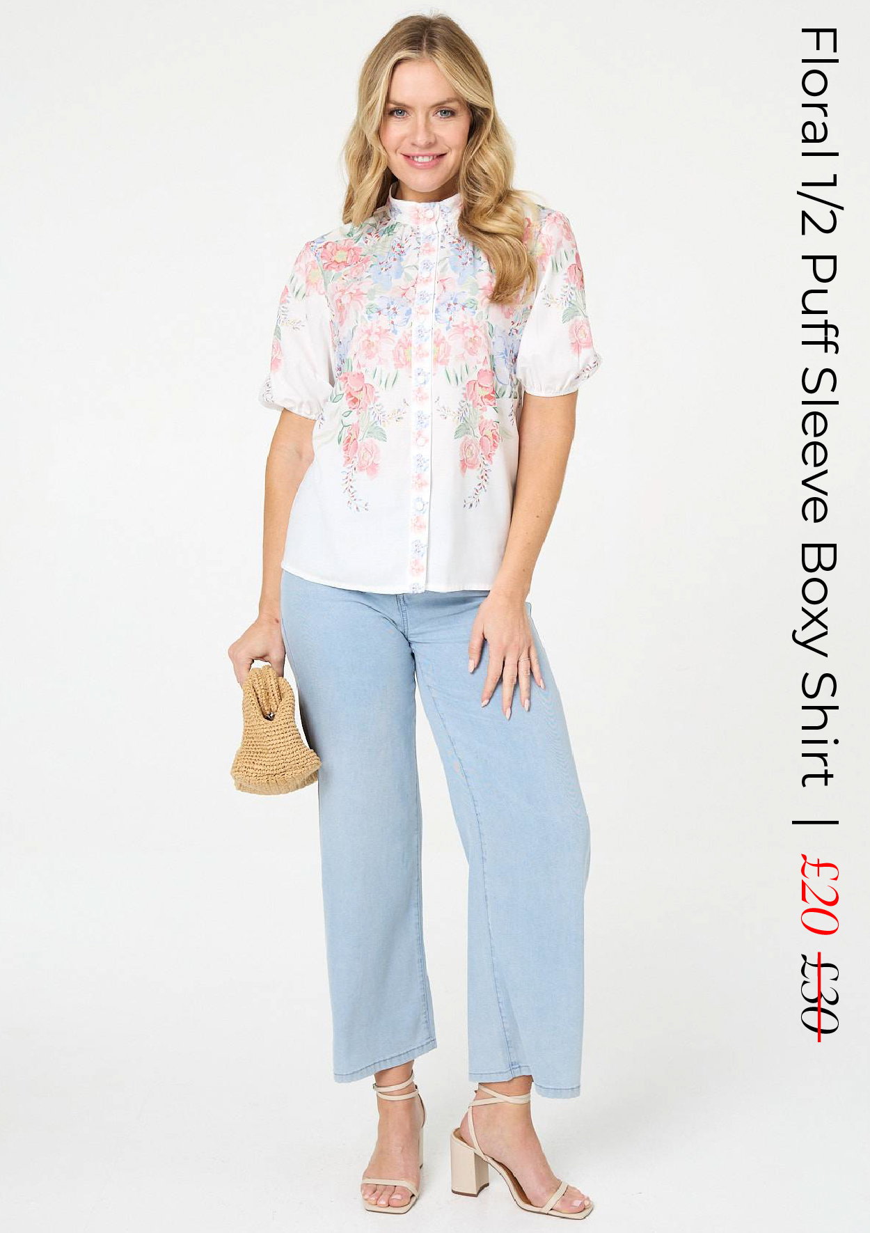 Floral 1/2 Puff Sleeve Boxy Shirt | Shop Now