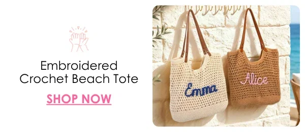 Embroidered Crochet Beach Tote